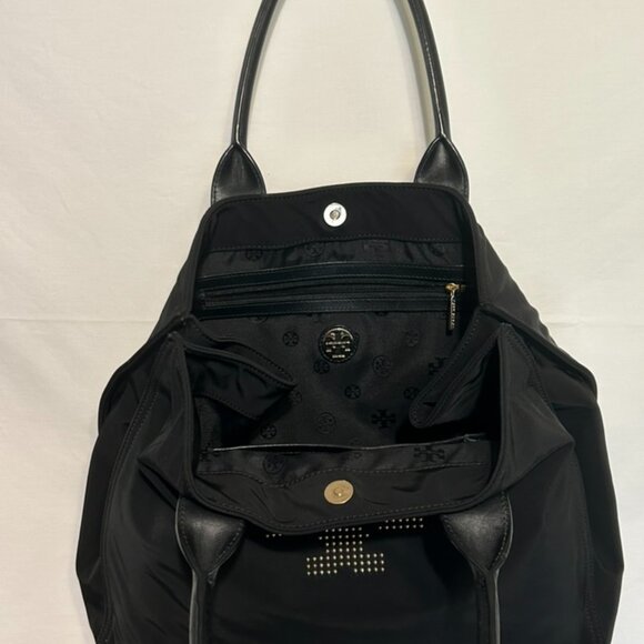 Stunning! ~ TORY BURCH Large Ball Stud Tote Bag PUP Solid Color - Picture 9 of 14
